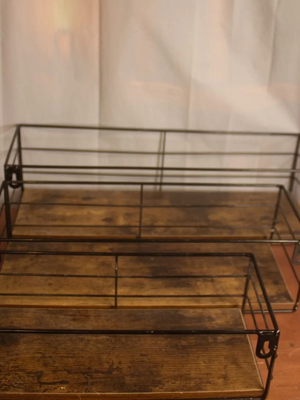 Set of 3 Industrial Metal Wall Shelves • Rustic Farmhouse Décor